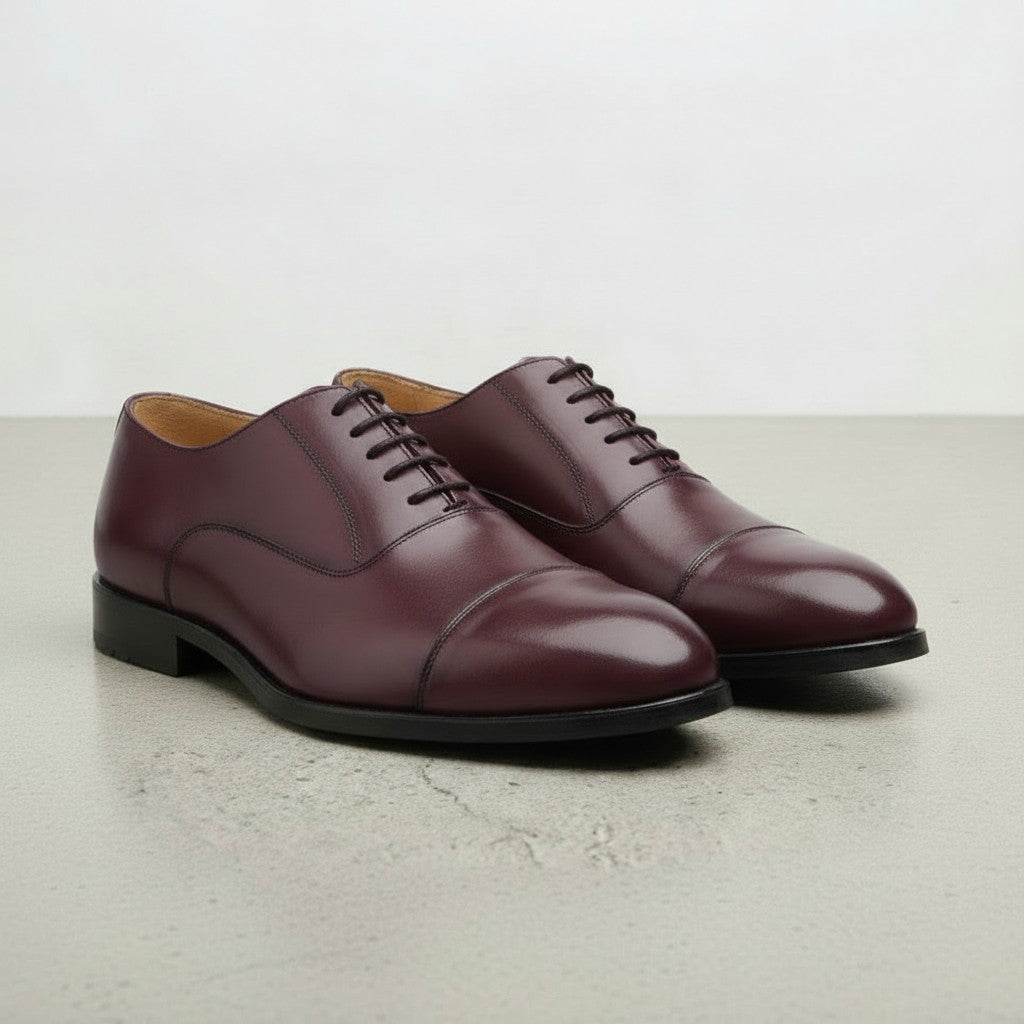 Men's Burgundy Cap-Toe Leather Oxfords — Hackett