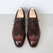 Men's Dark Brown and Cognac Wingtip Leather Spectator Oxfords — Stephenson — Stephenson