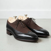 Men's Black and Cognac Wingtip Leather Spectator Oxfords — Stephenson