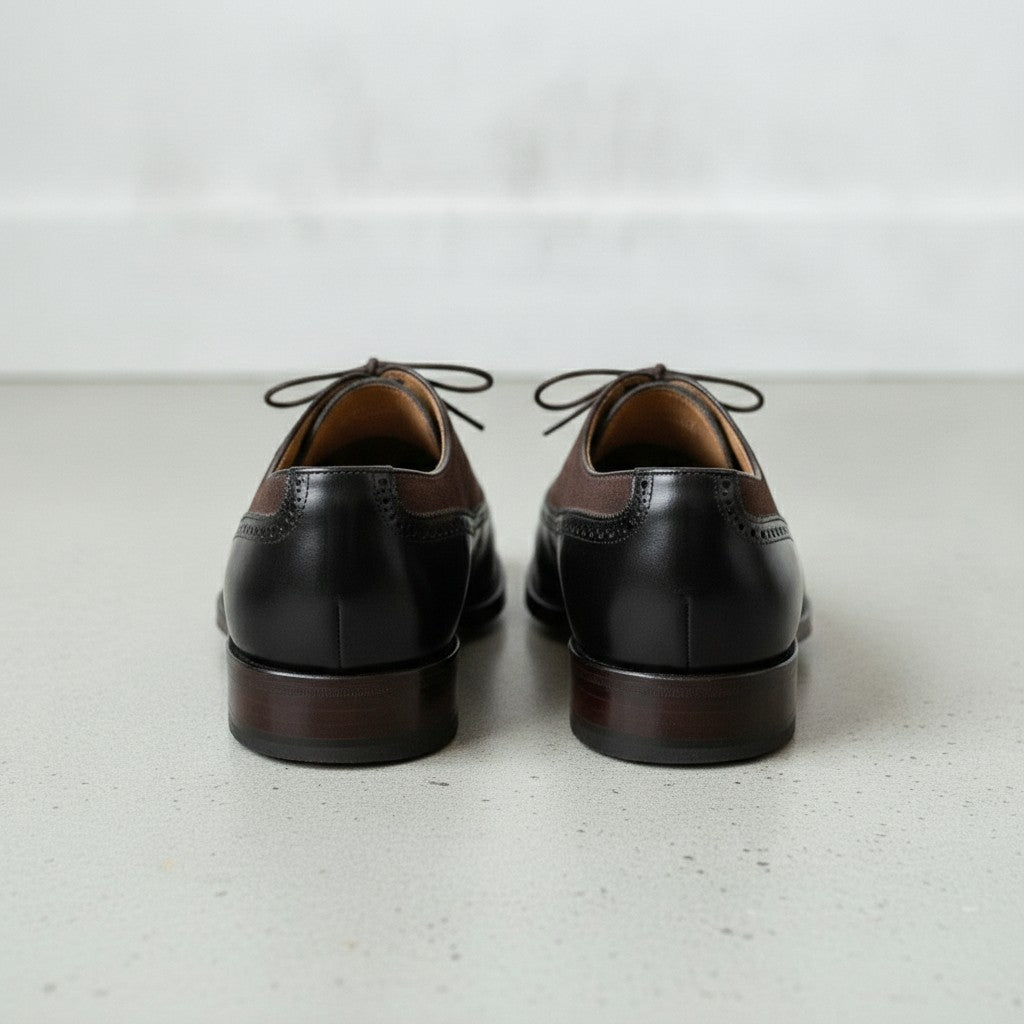 Men's Black and Cognac Wingtip Leather Spectator Oxfords — Stephenson