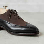 Men's Black and Cognac Wingtip Leather Spectator Oxfords — Stephenson