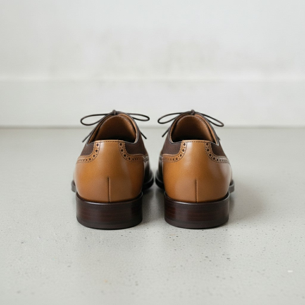 Men's Tan and Cognac Wingtip Leather Spectator Oxfords — Stephenson