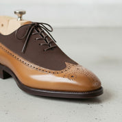 Men's Tan and Cognac Wingtip Leather Spectator Oxfords — Stephenson