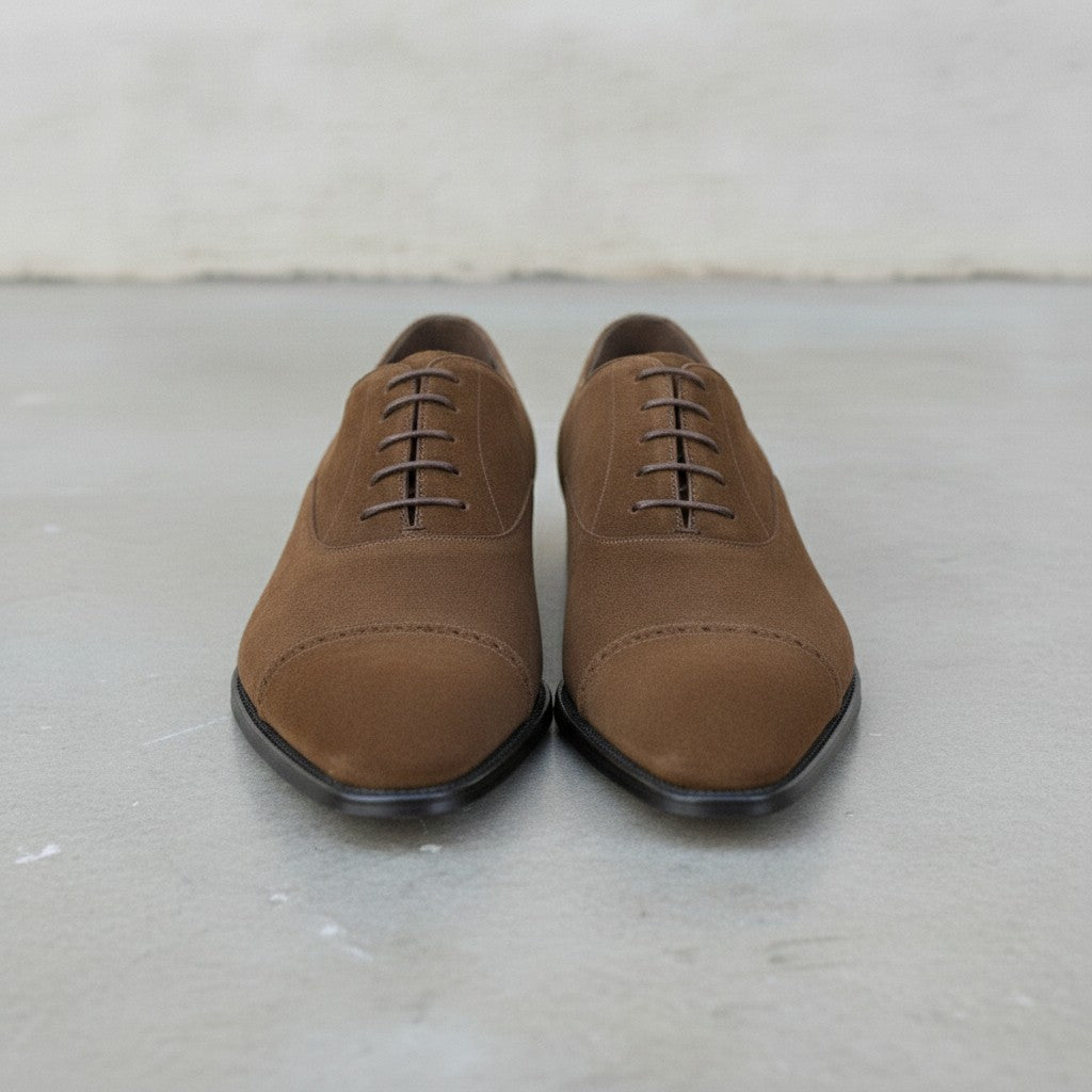 Men's Brown Cap-Toe Suede Oxfords — Lundy