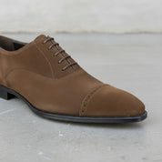 Men's Brown Cap-Toe Suede Oxfords — Lundy