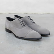 Men's Light Gray Cap-Toe Suede Oxfords — Lundy