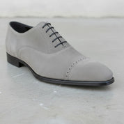 Men's Light Gray Cap-Toe Suede Oxfords — Lundy