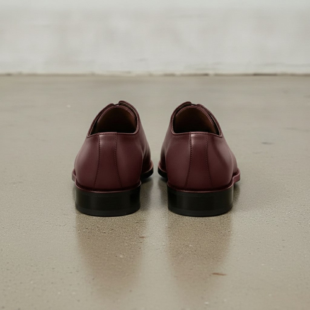 Men's Burgundy Plain-Toe Leather Oxfords — Norton