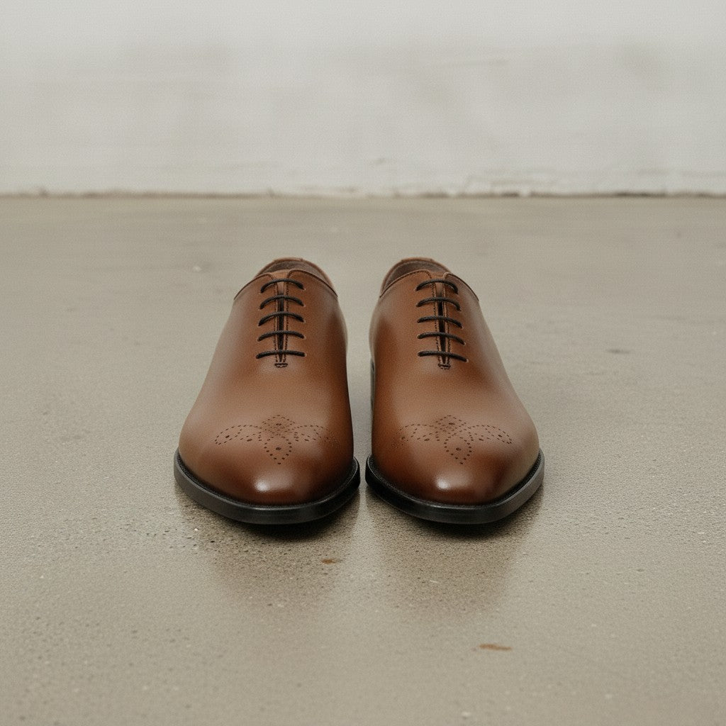 Men's Brown Plain-Toe Leather Oxfords — Norton