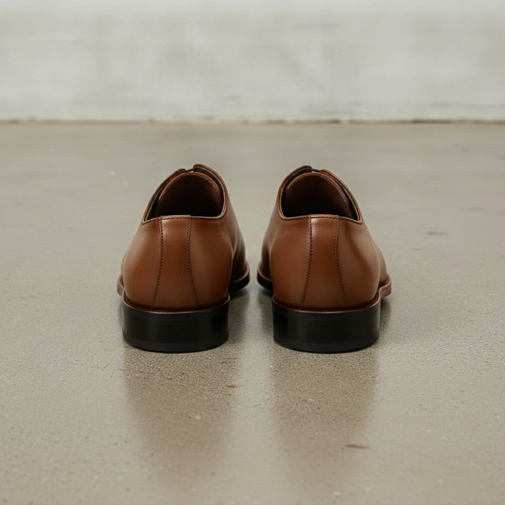 Men's Brown Plain-Toe Leather Oxfords — Norton