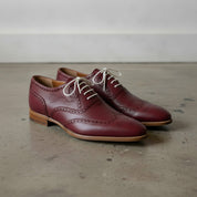 Men's Burgundy Wingtip Pebbled Leather Oxfords — Chigwell