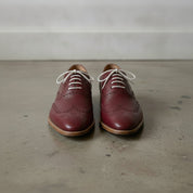 Men's Burgundy Wingtip Pebbled Leather Oxfords — Chigwell