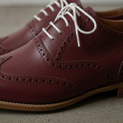 Men's Burgundy Wingtip Pebbled Leather Oxfords — Chigwell