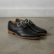 Men's Black Wingtip Pebbled Leather Oxfords — Chigwell