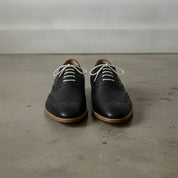 Men's Black Wingtip Pebbled Leather Oxfords — Chigwell