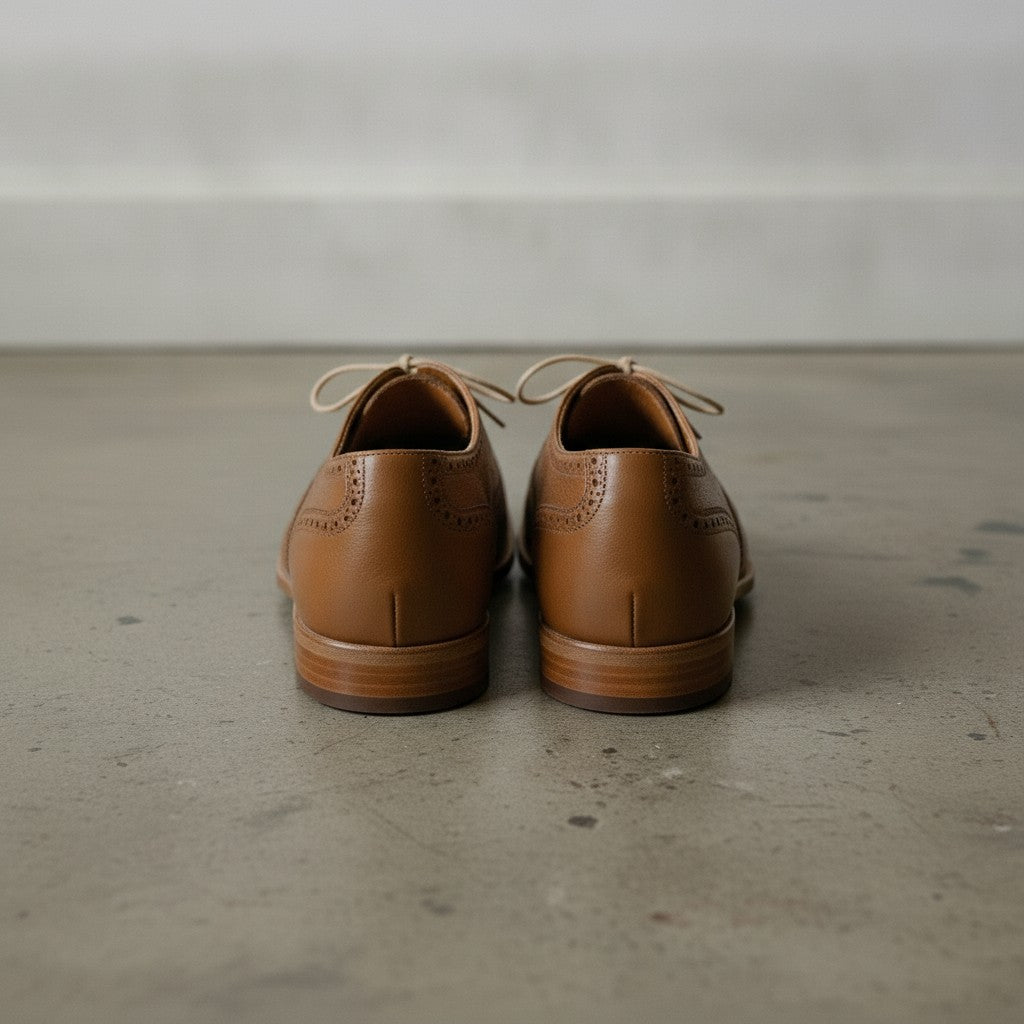 Men's Brown Wingtip Pebbled Leather Oxfords — Chigwell