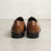 Men's Brown Alligator-Embossed Leather Oxfords — Amhurst