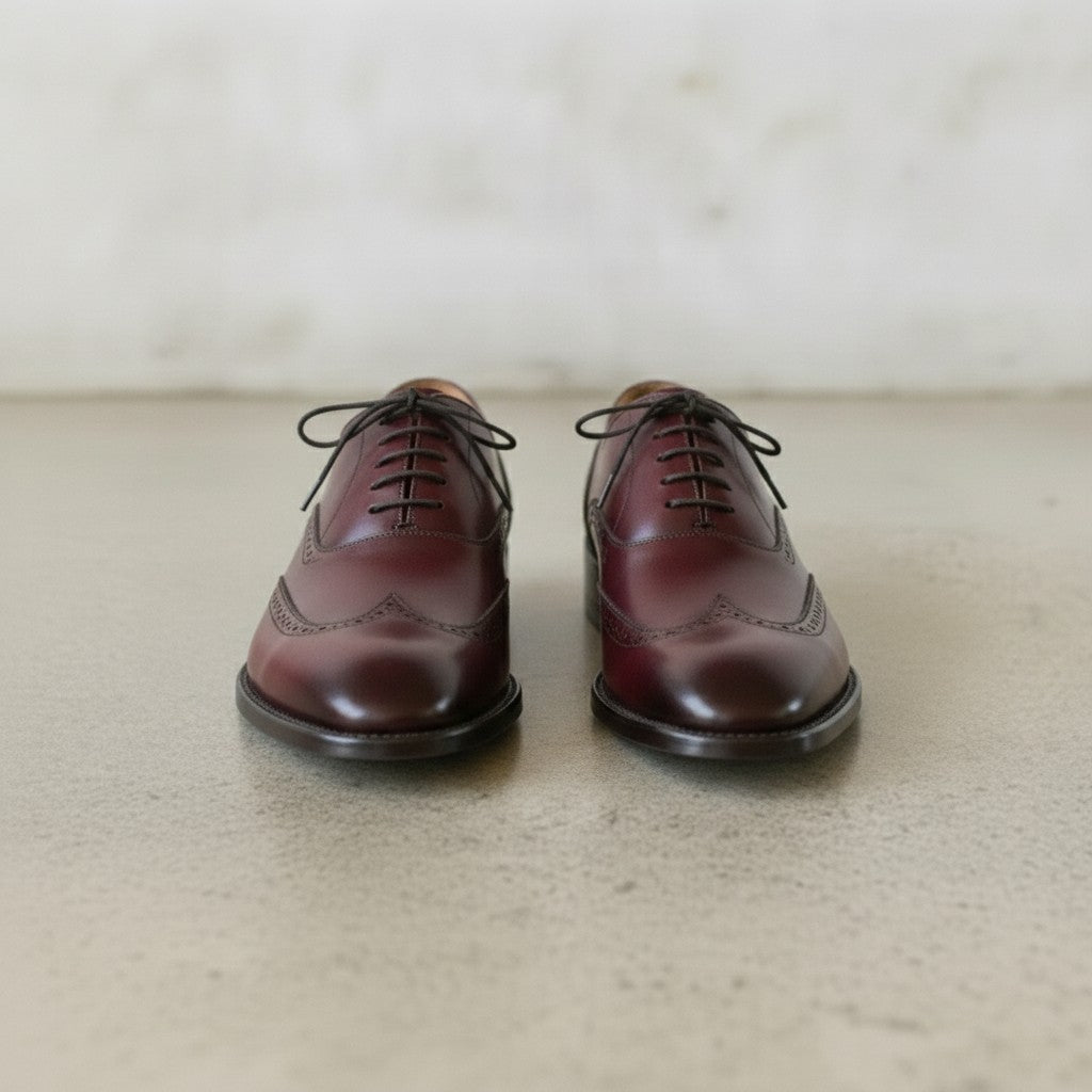 Men's Burgundy Wingtip Leather Oxfords — Blamey