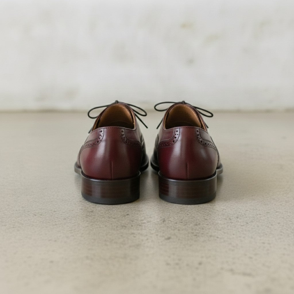 Men's Burgundy Wingtip Leather Oxfords — Blamey