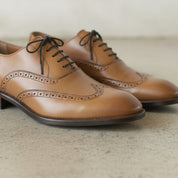 Men's Tan Wingtip Leather Oxfords — Blamey