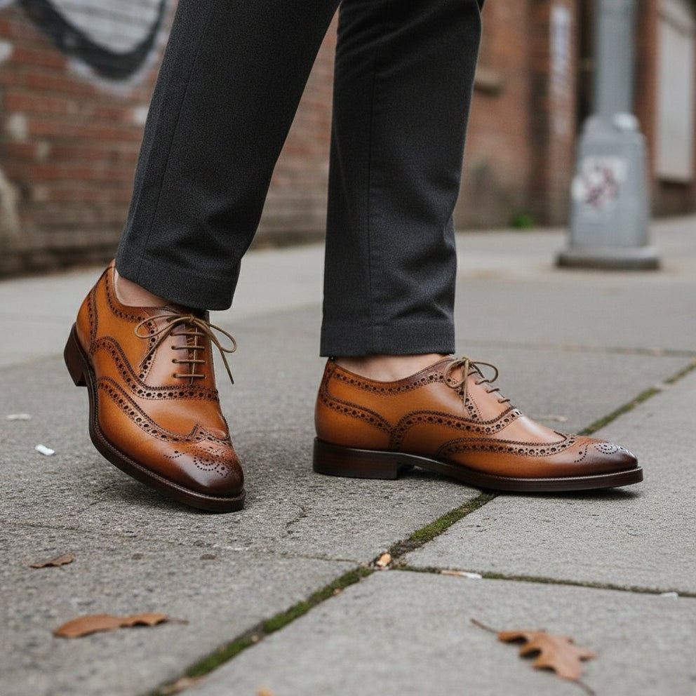 brown wingtip dress shoes Cole Haan Men's Originalgrand Remastered Wing Tip Oxford personal gatherings. Wingtip Brogue Oxford- Dark Brown