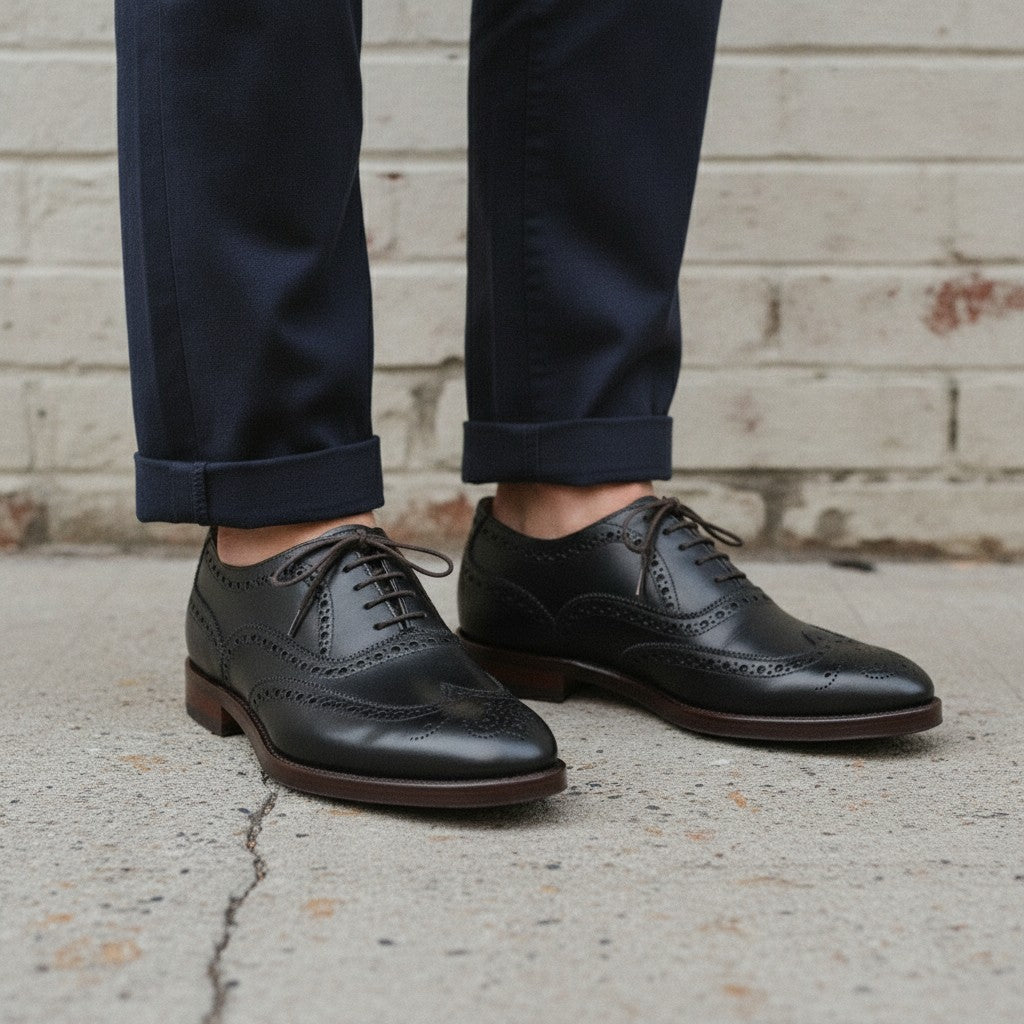 Men's Black Wingtip Leather Oxfords — Ardsley — Ardsley