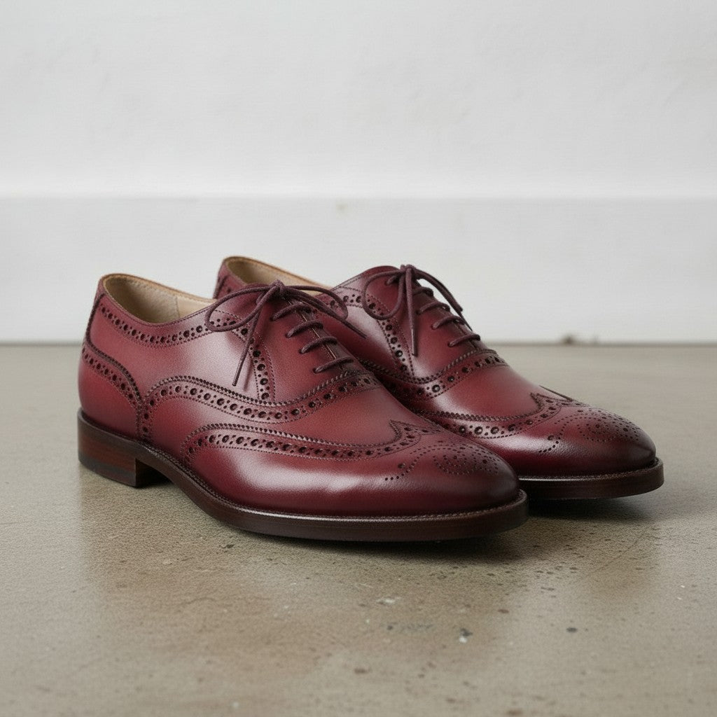 Men's Burgundy Wingtip Leather Oxfords — Ardsley — Ardsley