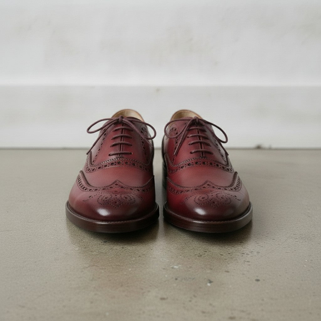 Men's Burgundy Wingtip Leather Oxfords — Ardsley — Ardsley