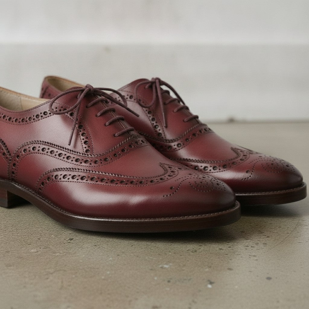 Men's Burgundy Wingtip Leather Oxfords — Ardsley — Ardsley