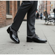 Men's Black Two-Tone Cap-Toe Leather Oxfords — Hastings — Hastings
