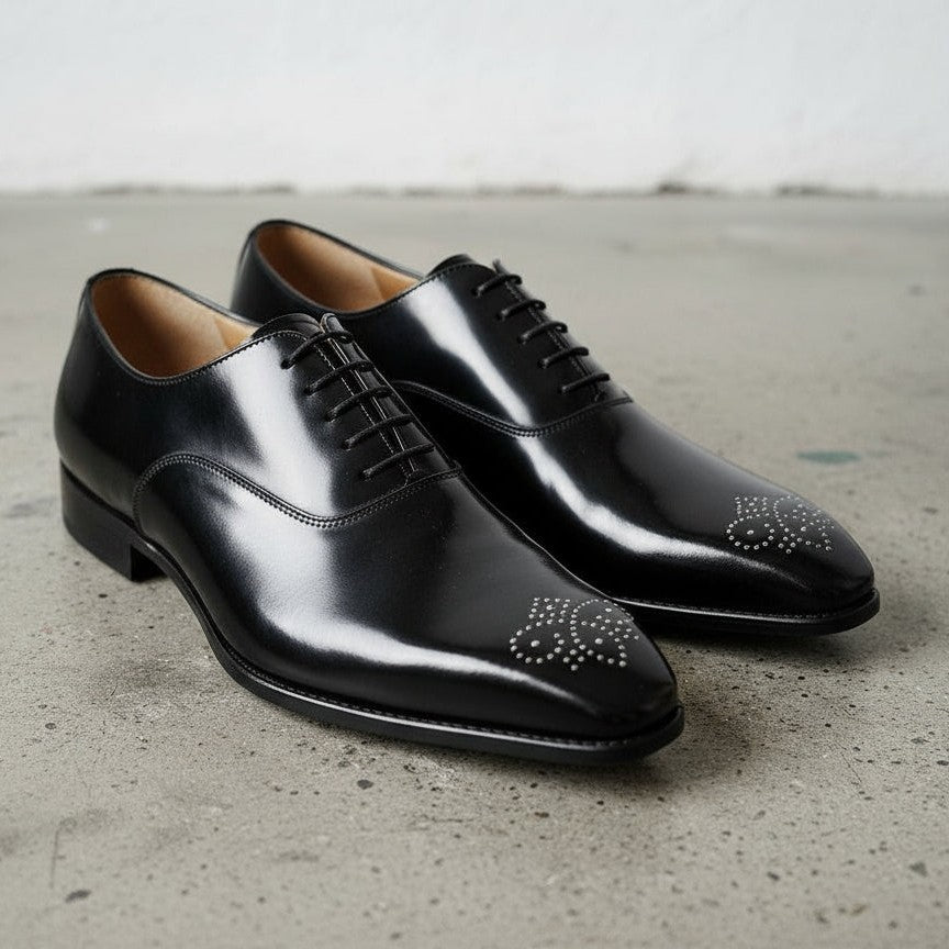 Men's Black Plain-Toe Leather Oxfords — Cambray