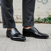 Men's Black Plain-Toe Leather Oxfords — Cambray