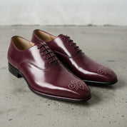 Men's Burgundy Plain-Toe Leather Oxfords — Cambray