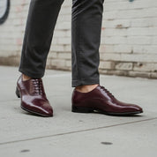 Men's Burgundy Plain-Toe Leather Oxfords — Cambray