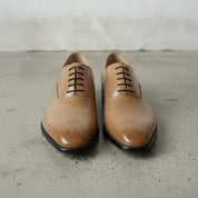 Men's Tan Plain-Toe Leather Oxfords — Cambray