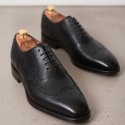 Men's Black Wingtip Leather Oxfords — Dingley
