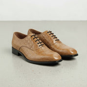 Men's Tan Alligator-Embossed Leather Oxfords — Kimpton