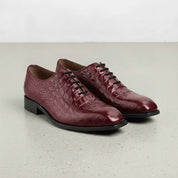 Men's Burgundy Alligator-Embossed Leather Oxfords — Kimpton
