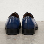 Men's Blue Plain-Toe Crocodile-Embossed Leather Oxfords — Esmond — Esmond