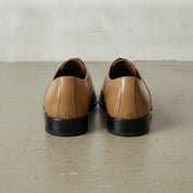 Men's Tan Plain-Toe Crocodile-Embossed Leather Oxfords — Esmond