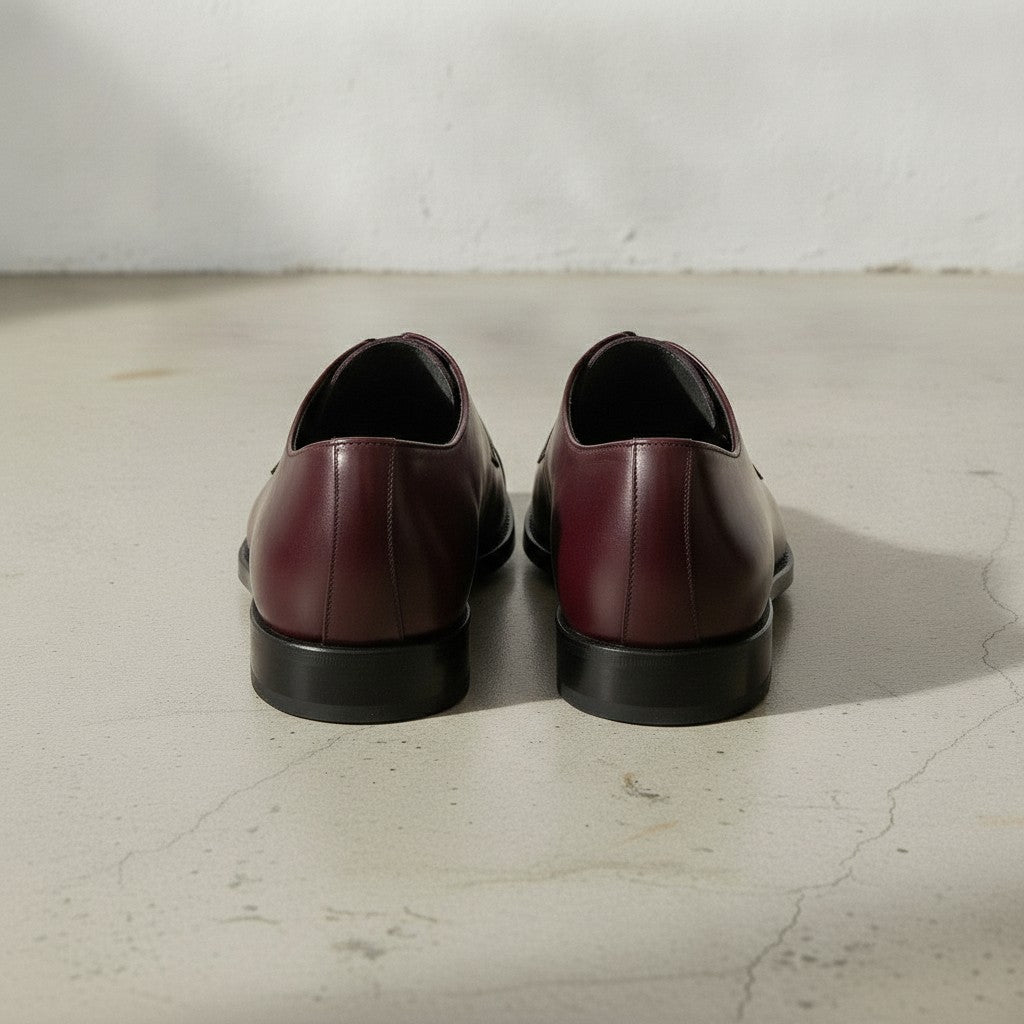 Men's Burgundy Cap-Toe Leather Derbys — Goldney