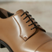 Men's Tan Cap-Toe Leather Derby — Goldney