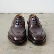Men's Dark Brown and Burgundy Apron-Toe Leather Oxfords — Pinkerton — Pinkerton