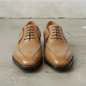 Men's Tan and Burgundy Apron-Toe Leather Oxfords — Pinkerton
