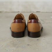 Men's Tan and Burgundy Apron-Toe Leather Oxfords — Pinkerton