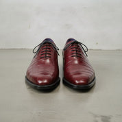 Men's Burgundy Crocodile-Embossed Leather Oxfords — Ascott
