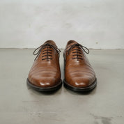 Men's Brown Crocodile-Embossed Leather Oxfords — Ascott