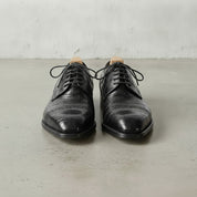 Black Crocodile-Embossed Leather Cap-Toe Derbies — Ayleson