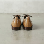 Tan Crocodile-Embossed Leather Cap-Toe Oxfords — Ayleson