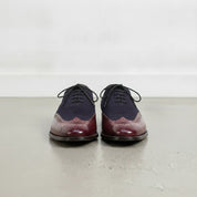 Men's Brown and Dark Blue Burgundy Wingtip Leather Oxfords — Langham